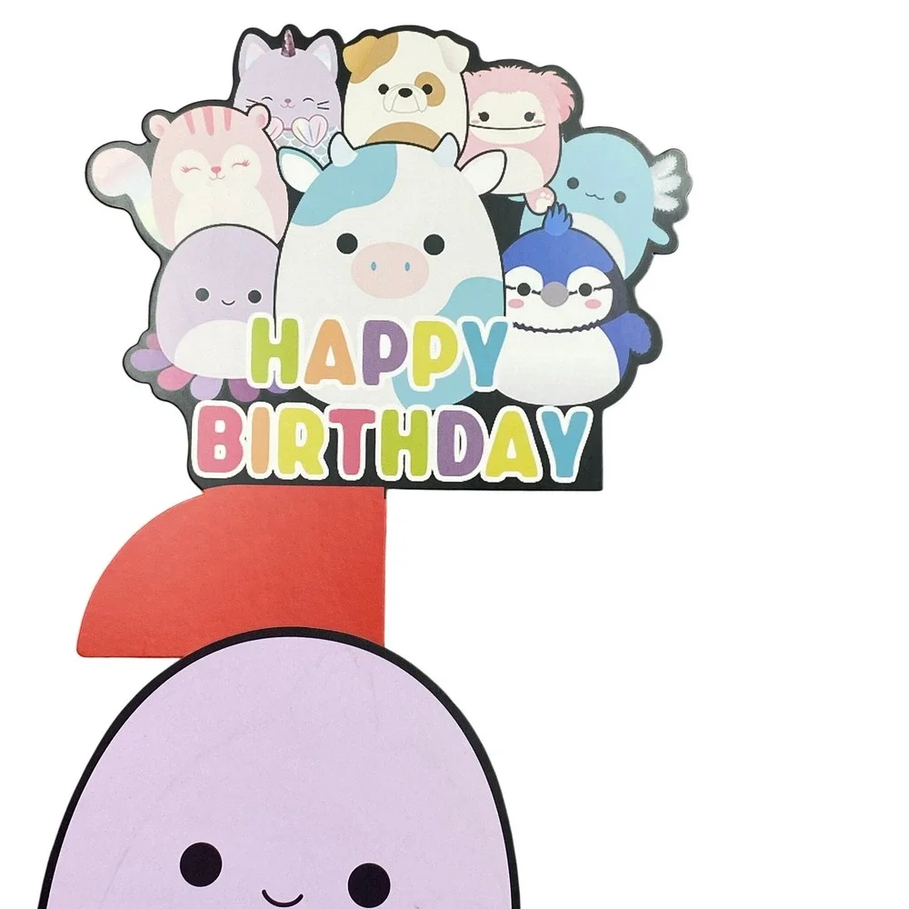 Squishmallow Happy Birthday Cake‎ Topper Set Honeycomb Party Decorations